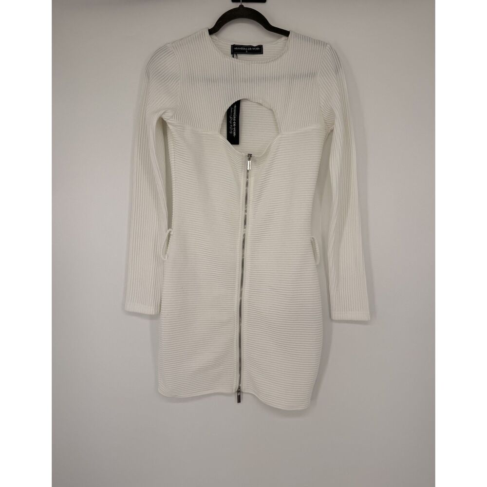 Maniere De Voir White Textured Mini Dress Size 8
